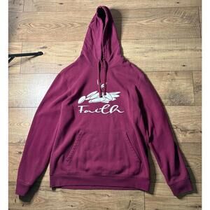 TEK GEAR Ultrasoft Fleece Hoodie - Medium - Cozy Burgundy "Faith" Unisex